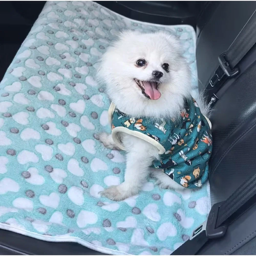 Warm‎ Soft Plush Premium Fleece Pet Cat Dog Heart Blanket GREEN 41'x30